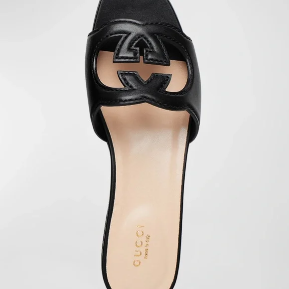 Gucci Leather Interlocking G Cutout Slide Sandals - Picture 8 of 11